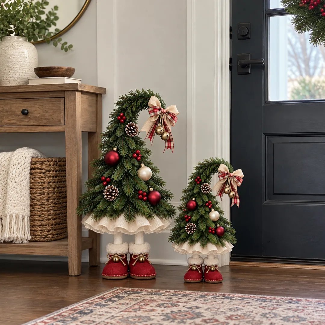Large and small Christmas Elf Tree Decor together